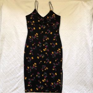 LEITH  ||  Black Floral Midi Dress